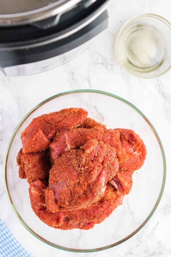 Pork shoulder pieced covered in the homemade rub