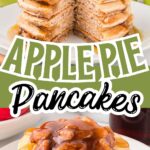 1. Fluffy apple pie pancakes topped with cinnamon apples, maple syrup, and a scoop of vanilla ice cream.