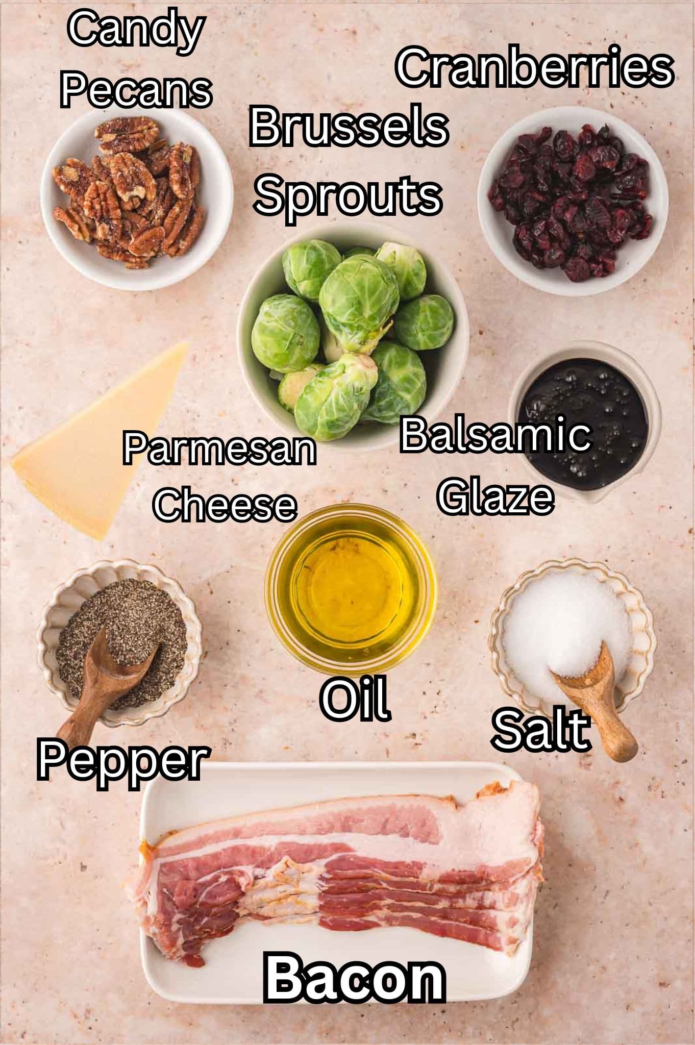 Ingredients needed for Warm Brussels Sprout Salad.