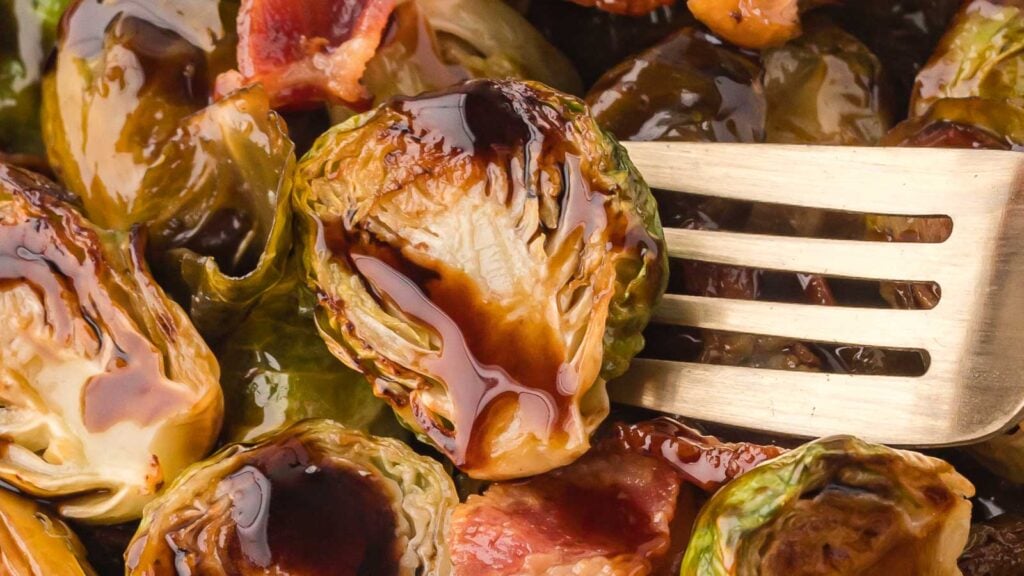 Balsamic Bacon Brussels Sprouts by Tessie's Table.