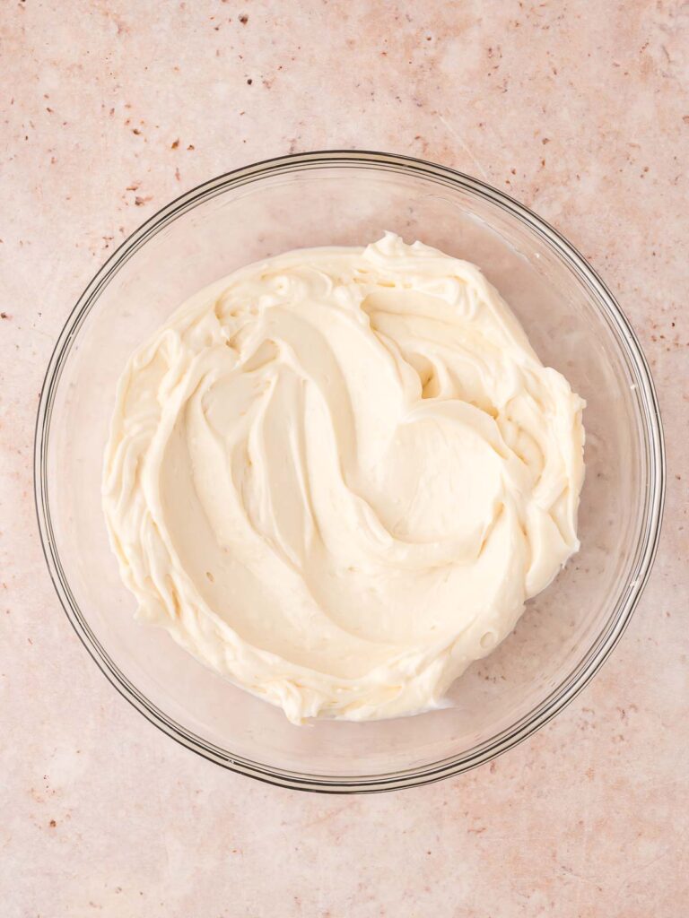 Maple Cream cheese frosting mixed in a bowl.