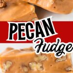 A slice of butterscotch fudge with whole pecans peeking through, giving a perfect preview of its rich and nutty texture.