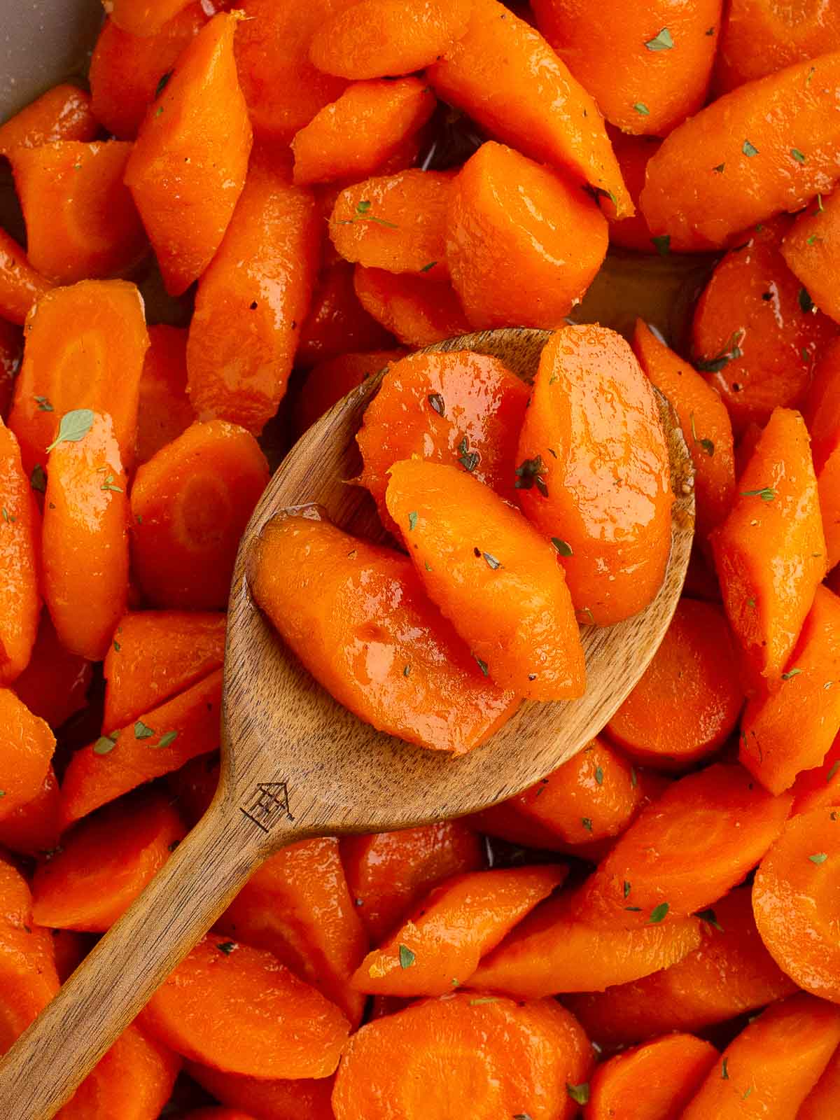 A spoonful of Honey Glazed Carrots.