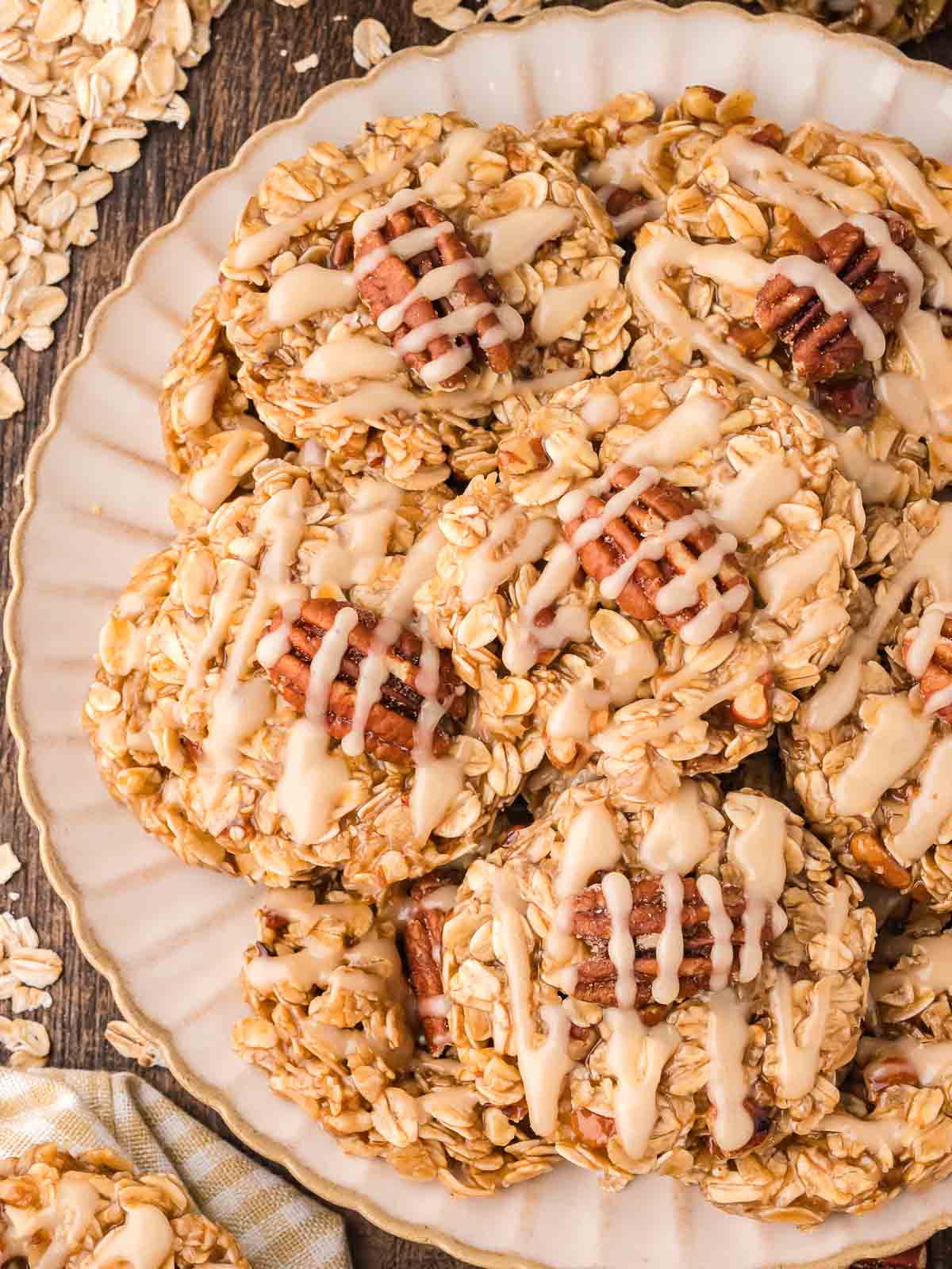 Maple Pecan No Bake Cookies on a plate.