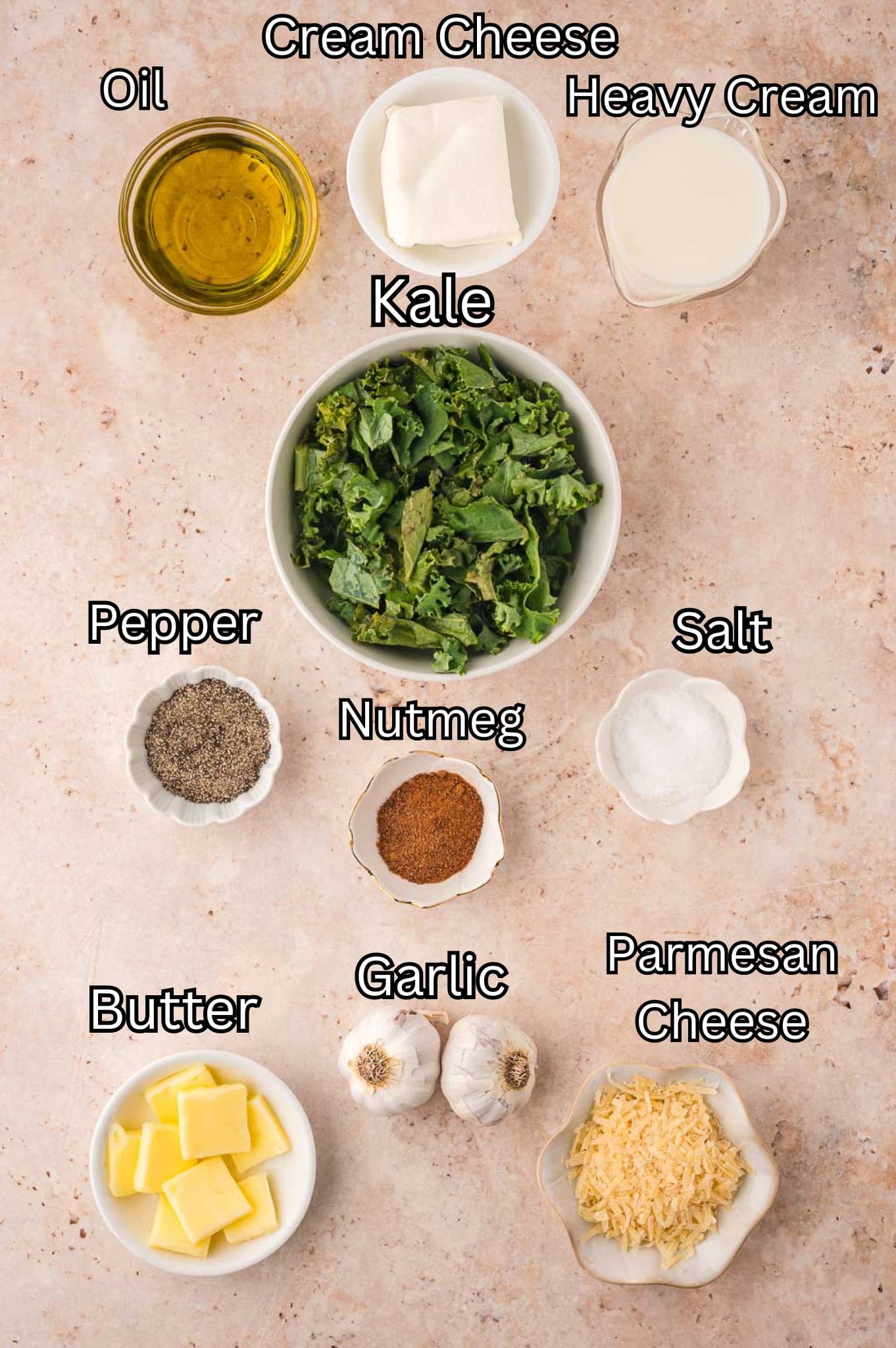 Ingredients for Creamed Kale.