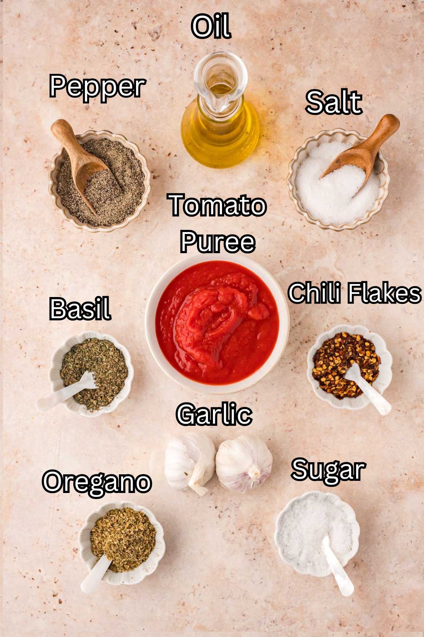 Ingredients for Homemade Marinara Sauce.