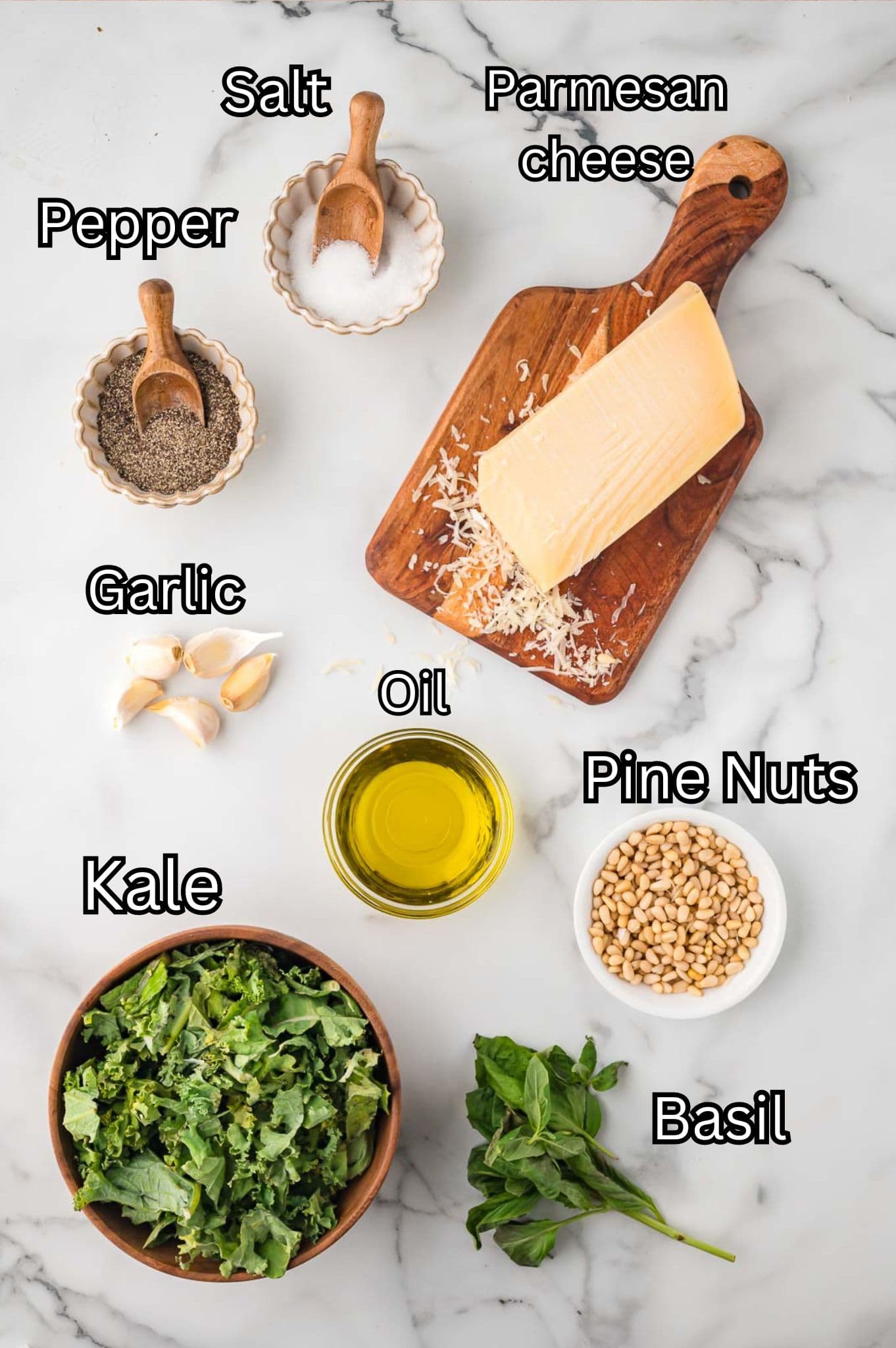 Ingredients for Kale Pesto by Tessie's Table