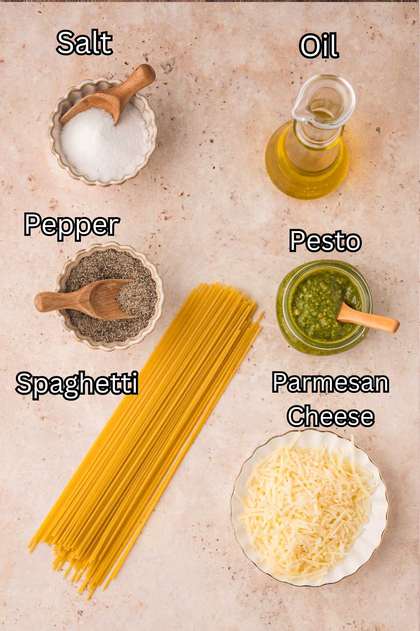 Ingredients for Pesto Pasts.