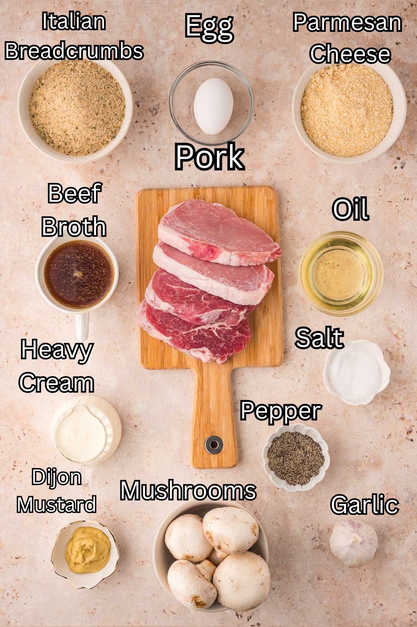 Ingredients for Smothered Pork Chops.