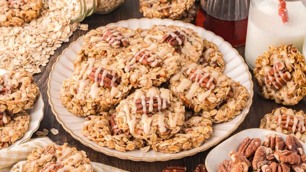 Maple Pecan No Bake Cookies by Tessie's Table.