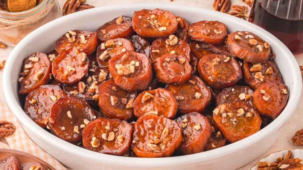 Maple Roasted Sweet Potatoes by Tessie's Table.