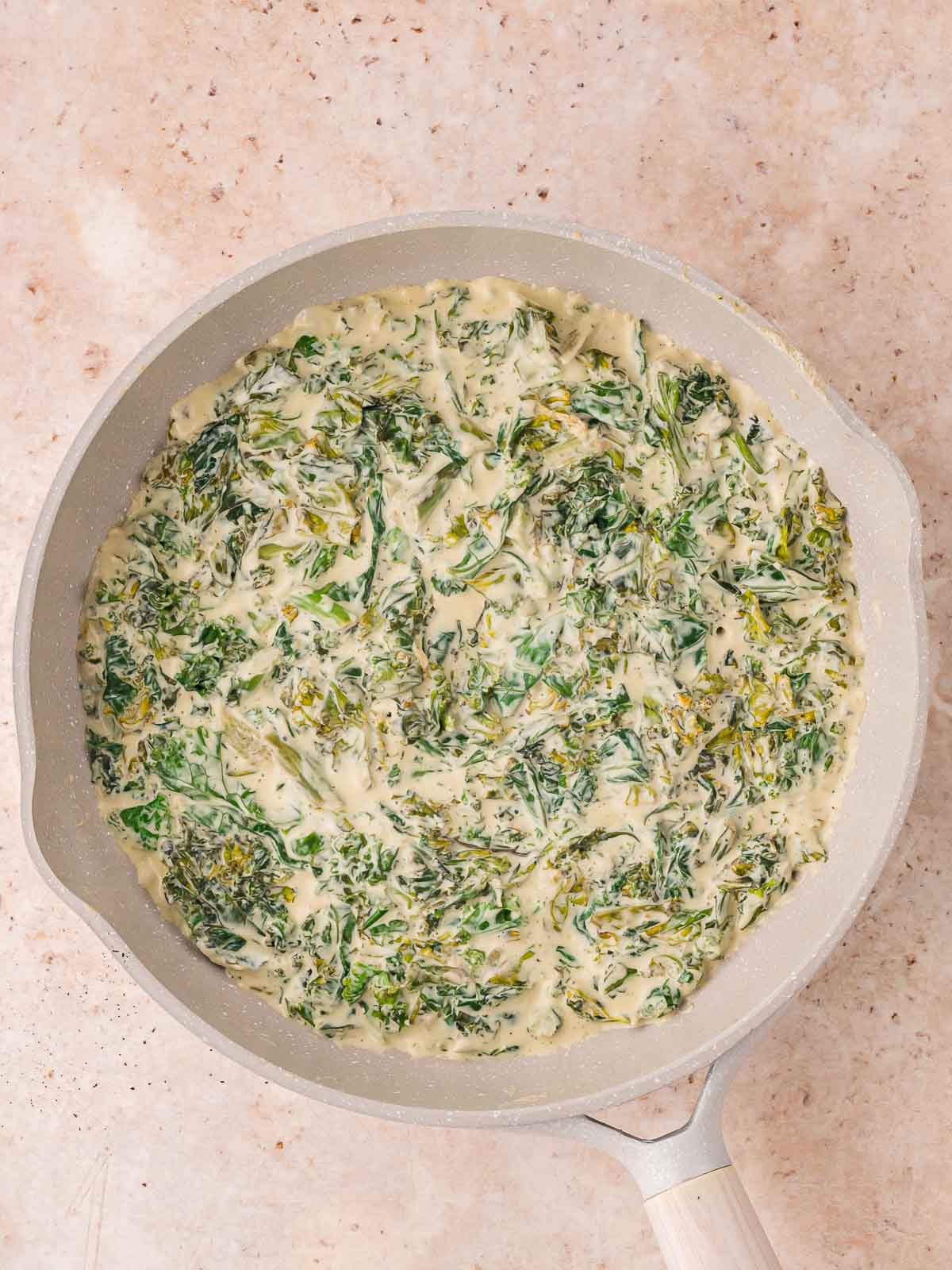 The finished Creamed Kale in the pan.