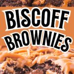 Fudgy biscoff brownies swirled with cookie butter.