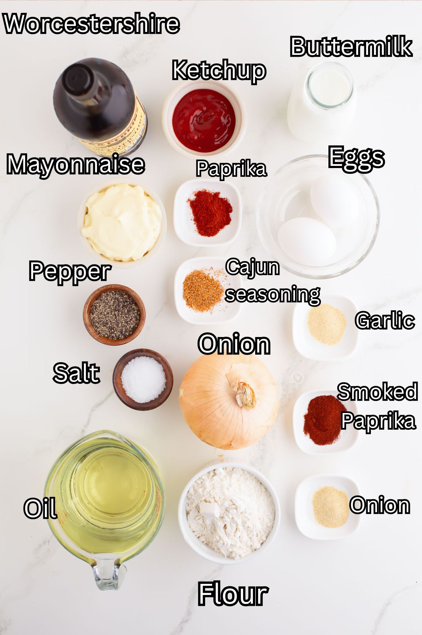 Ingredients for Onion Rings.