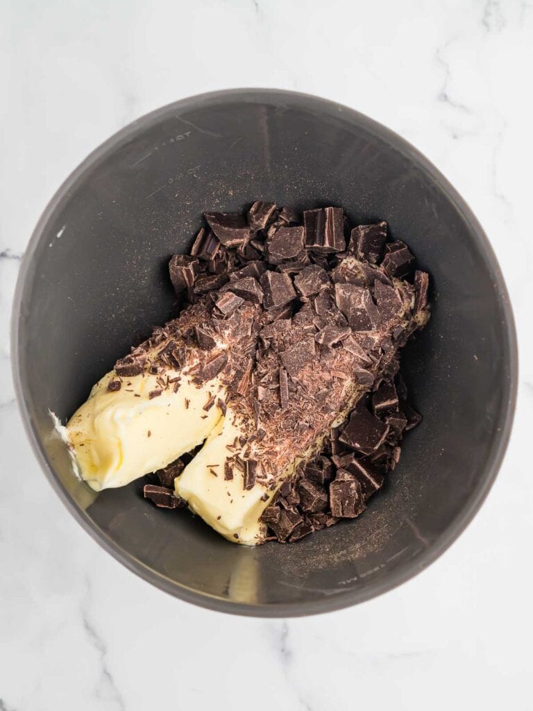 Butter and chocolate in a bowl.