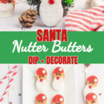 Up close of a Santa Nutter butter on a white wooden table.