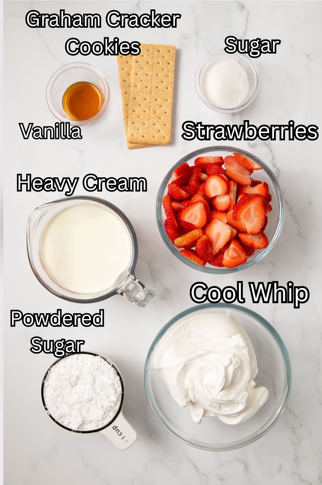 Ingredients for Strawberries and Cream.