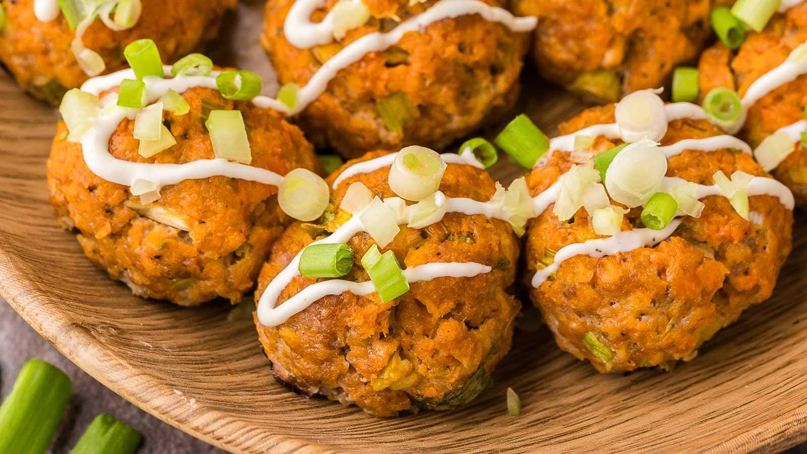 Buffalo Chicken Meatballs by Tessie's Table.