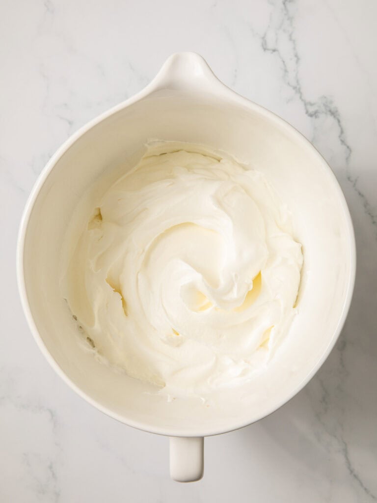 Whipped cream in a bowl