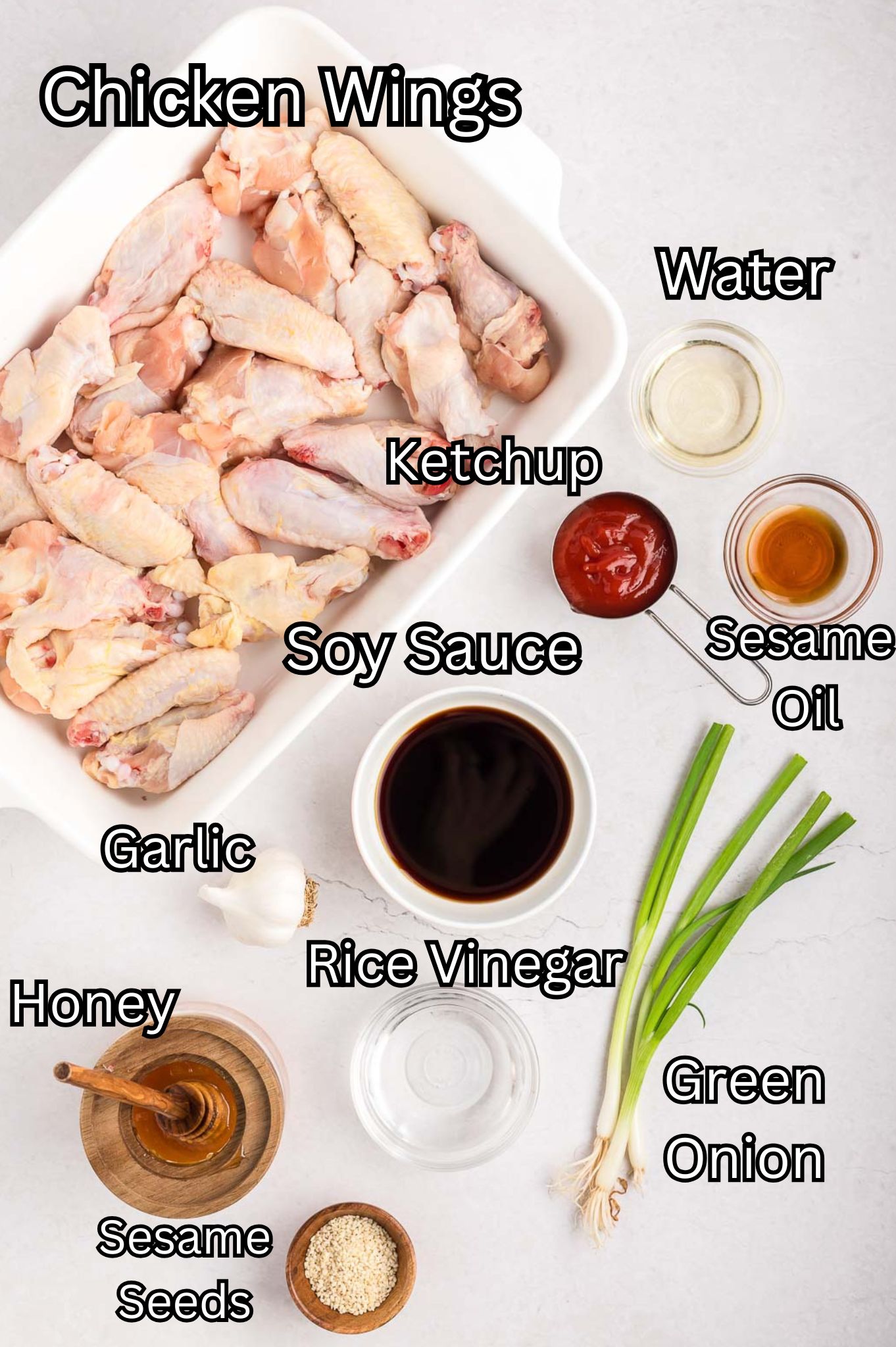 Ingredients for Honey Garlic Chicken Wings.