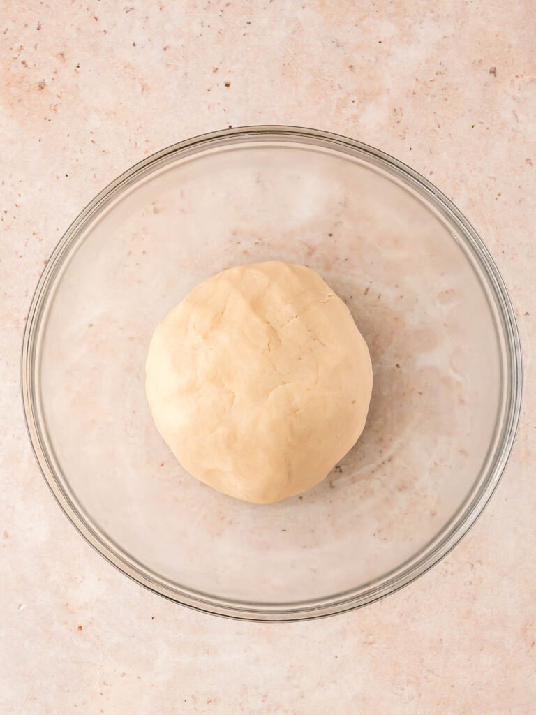 Shortbread cookies dough in a bowl.