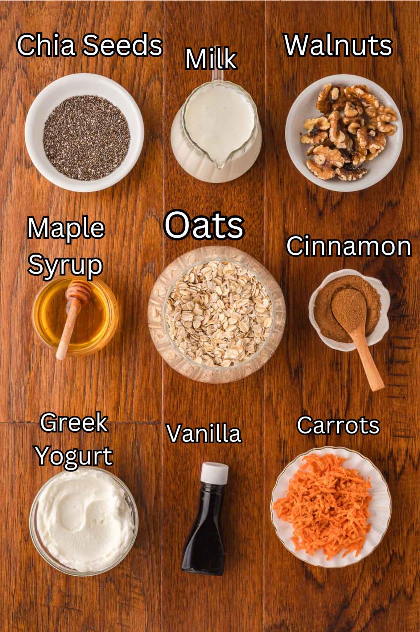 Ingredients for Carrot Cake Overnight Oats.