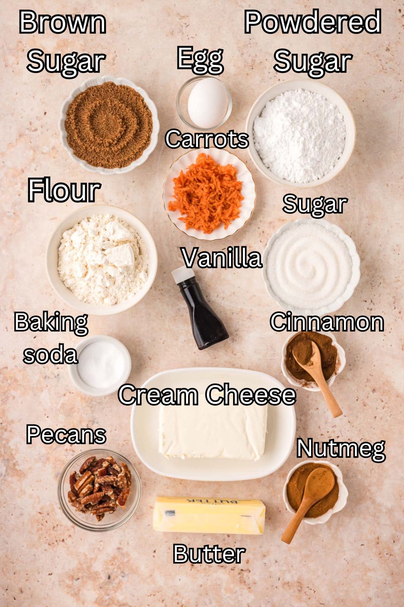 Ingredients for Carrot Cake Sandwich cookies