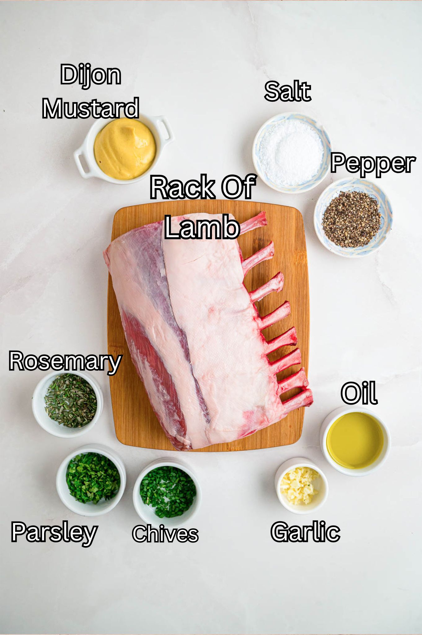 Ingredients for Rack of Lamb.