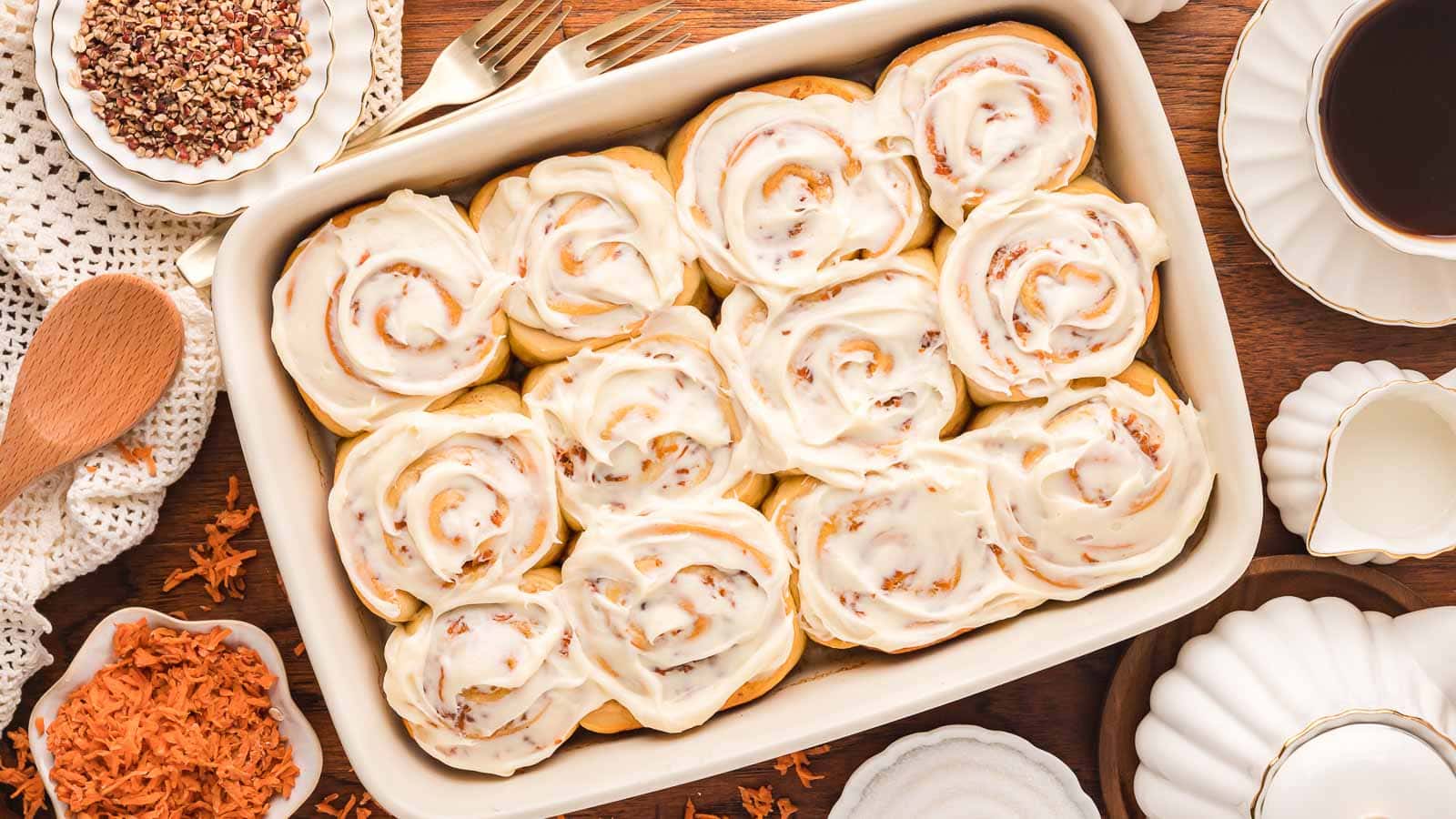 Carrot Cake Cinnamon Rolls by Tessie's Table.