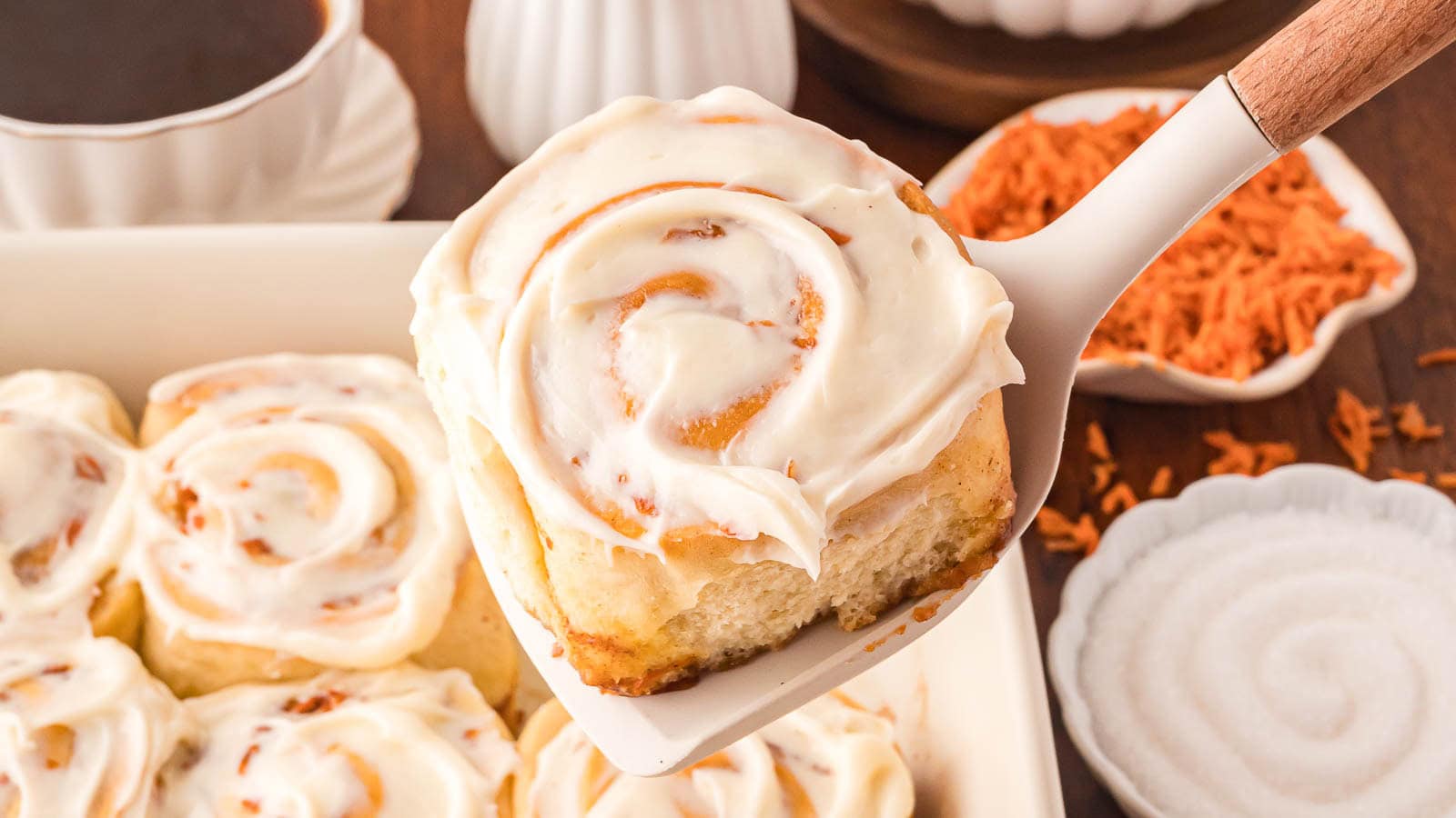 Carrot Cake Cinnamon Rolls by Tessie's Table.