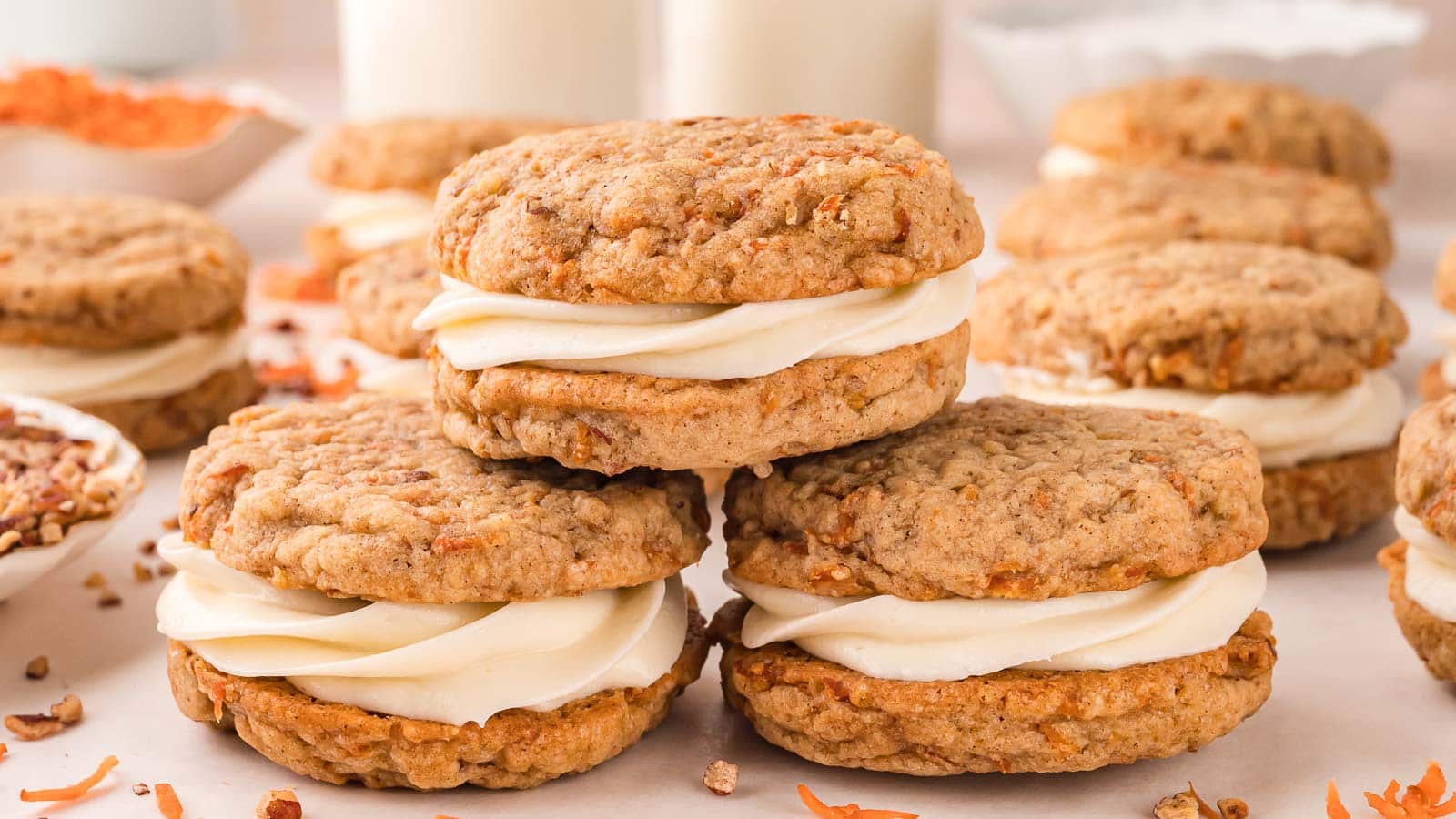 Carrot Cake Cookie Sandwiches by Tessie's Table.