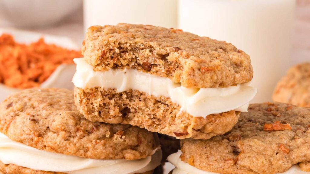 Carrot Cake Cookie Sandwiches by Tessie's Table.