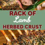 Tender, juicy rack of lamb with a crispy garlic herb crust! Perfect for a special dinner but easy enough for any night. Try this simple recipe! 🥩✨ #RackOfLamb #EasyDinner