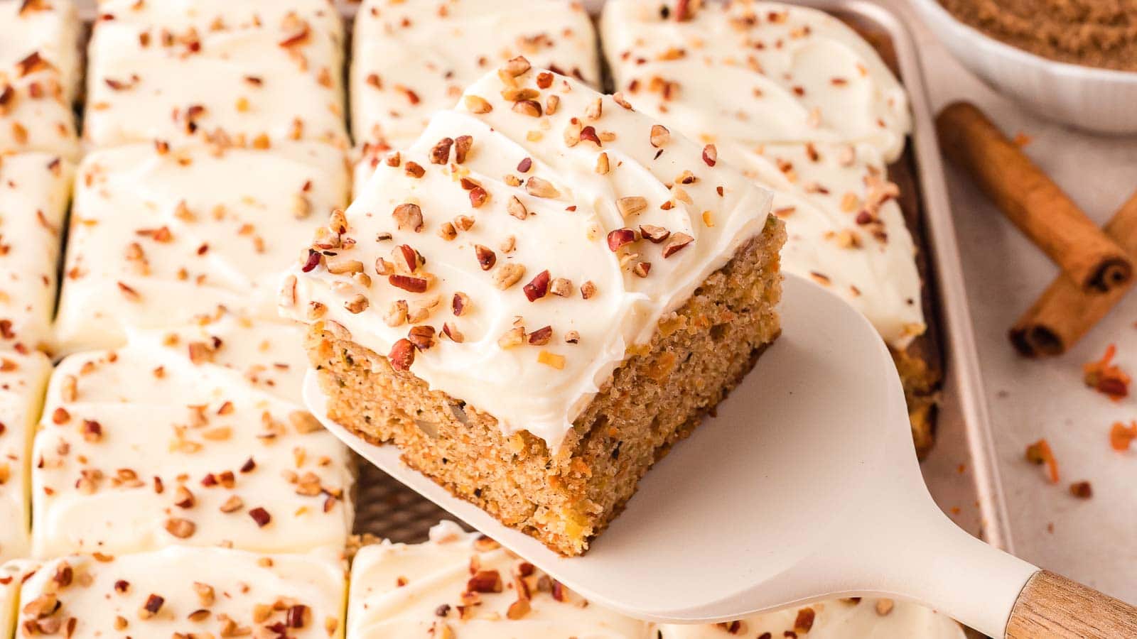 Carrot cake sheet cake by Tessie's Table.