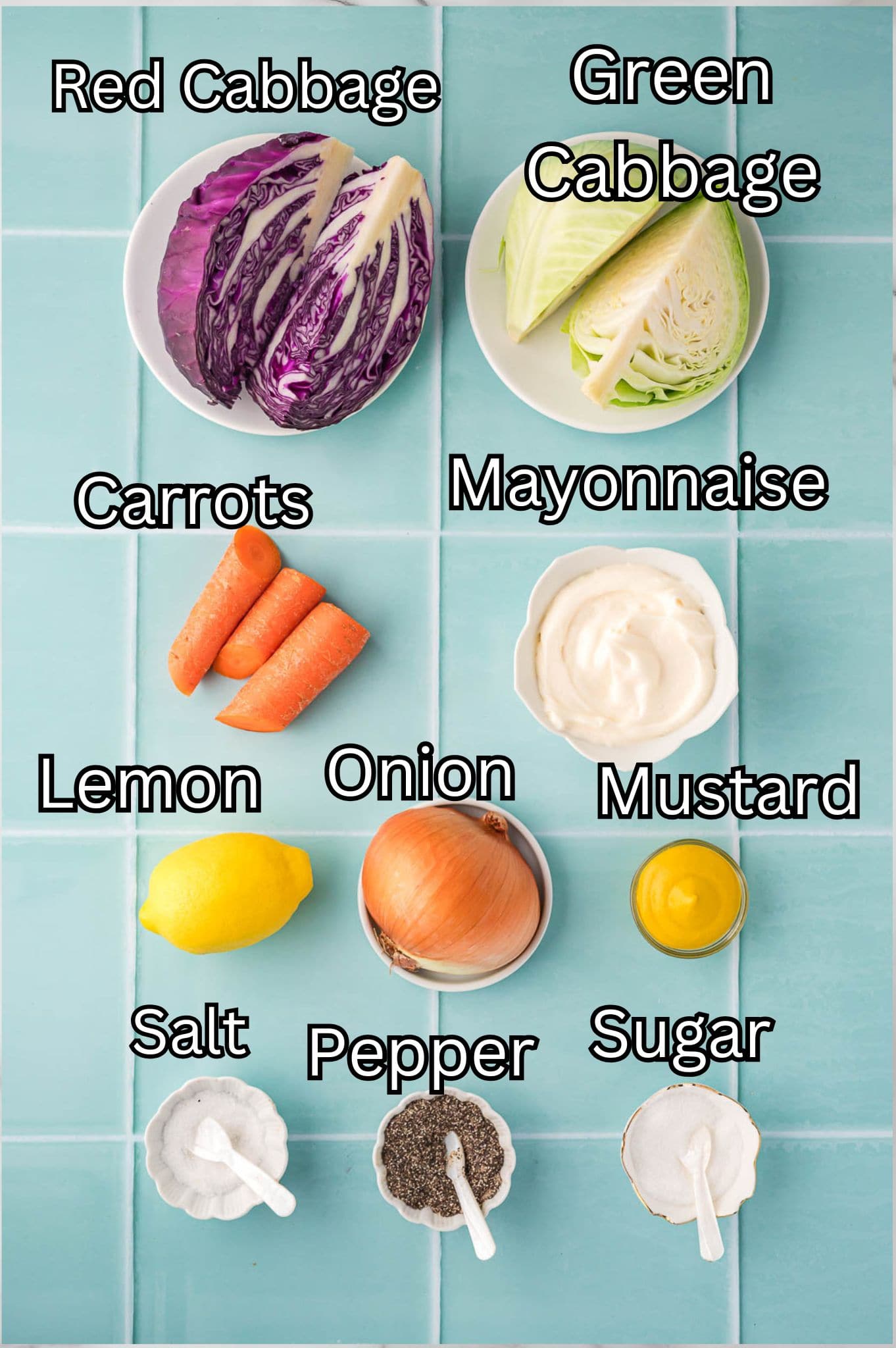 Ingredients for Easy Coleslaw Recipe.