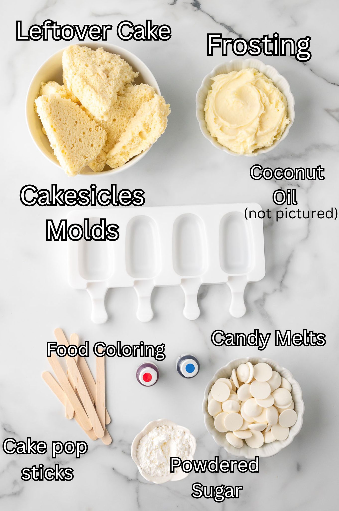 Ingredients for Cakesicles.
