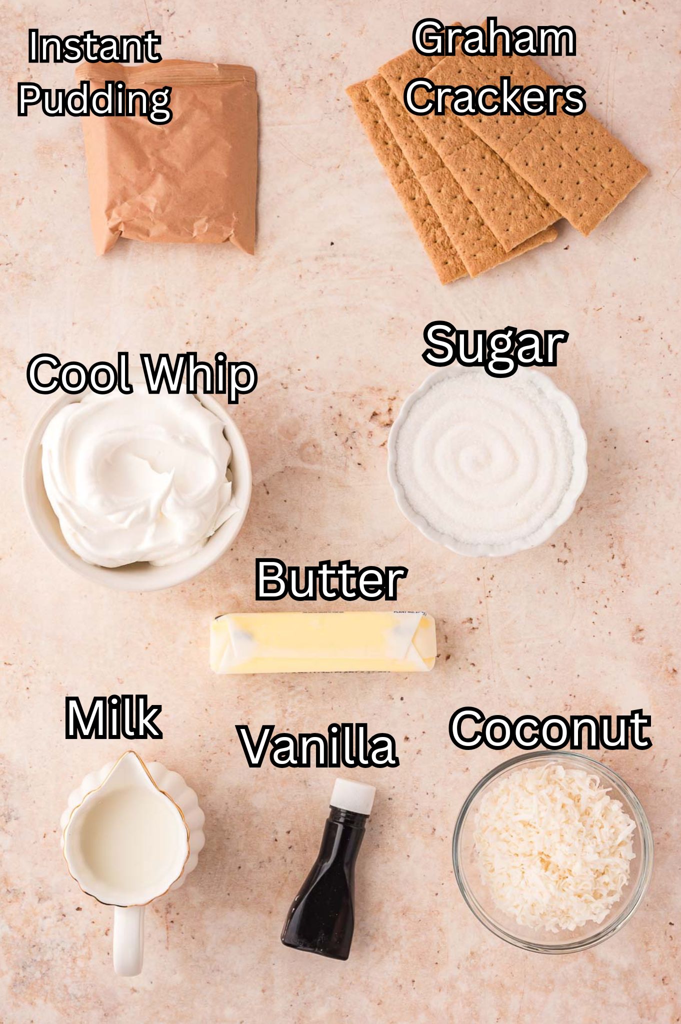 Ingredients for Coconut Cream Bars