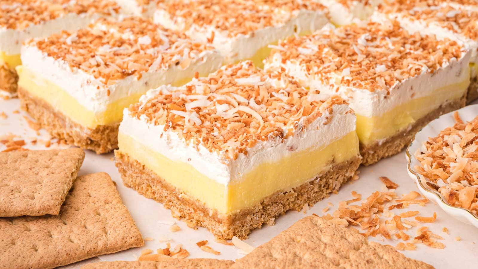 Coconut Cream Bars by Tessie's Table.