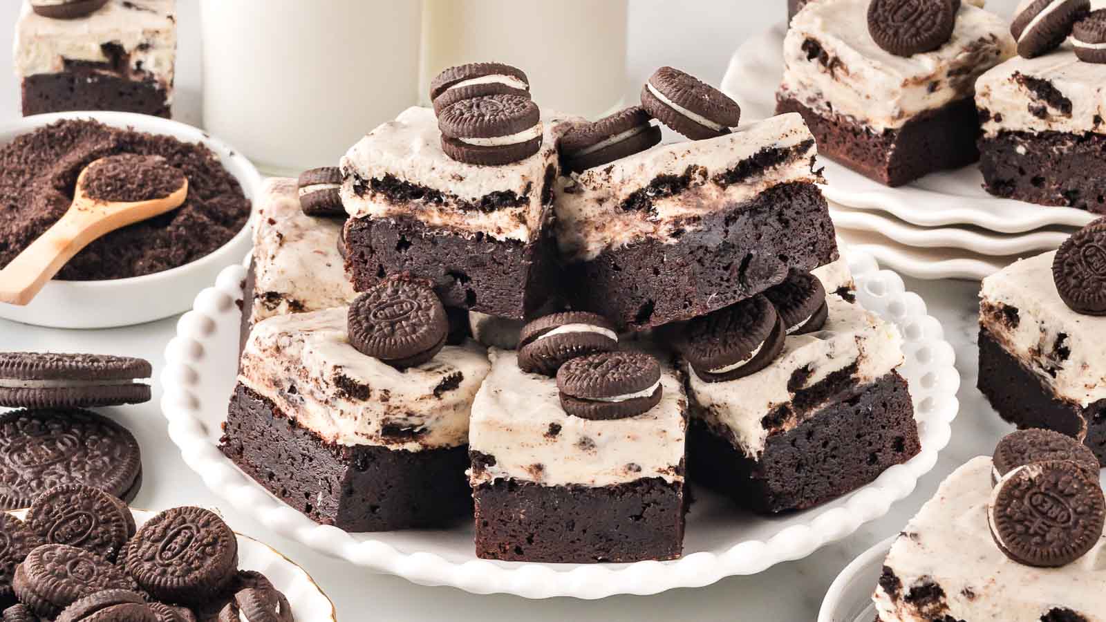Oreo Cheesecake Brownies by Tessie's Table.
