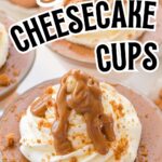 Individual Biscoff cheesecake cups with cookie crumble topping.