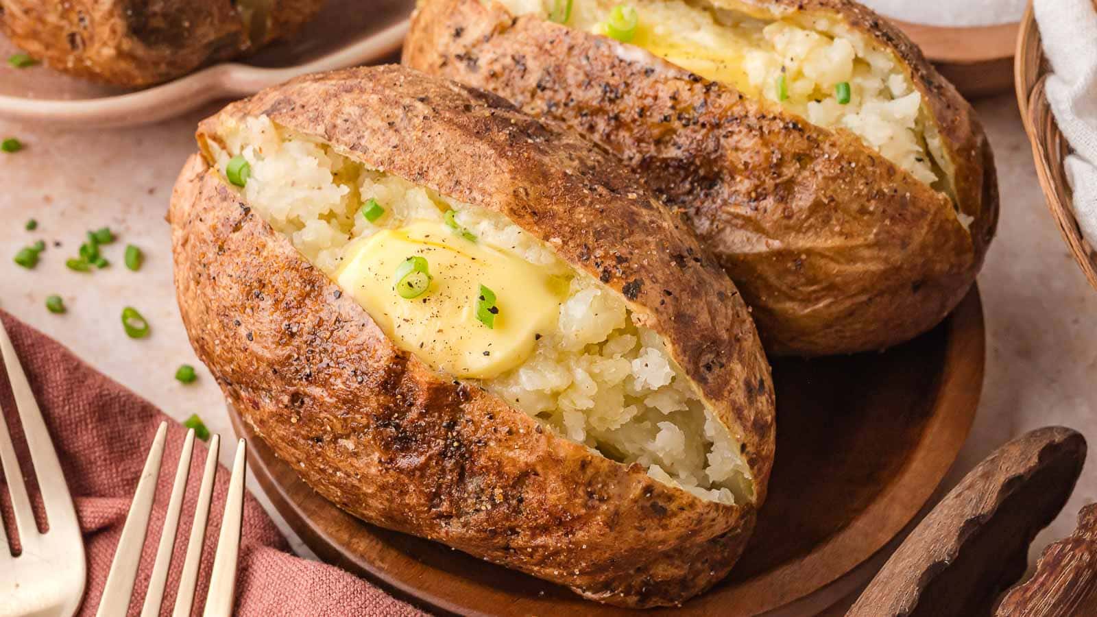 Air Fryer Baked Potato by Tessie's Table.