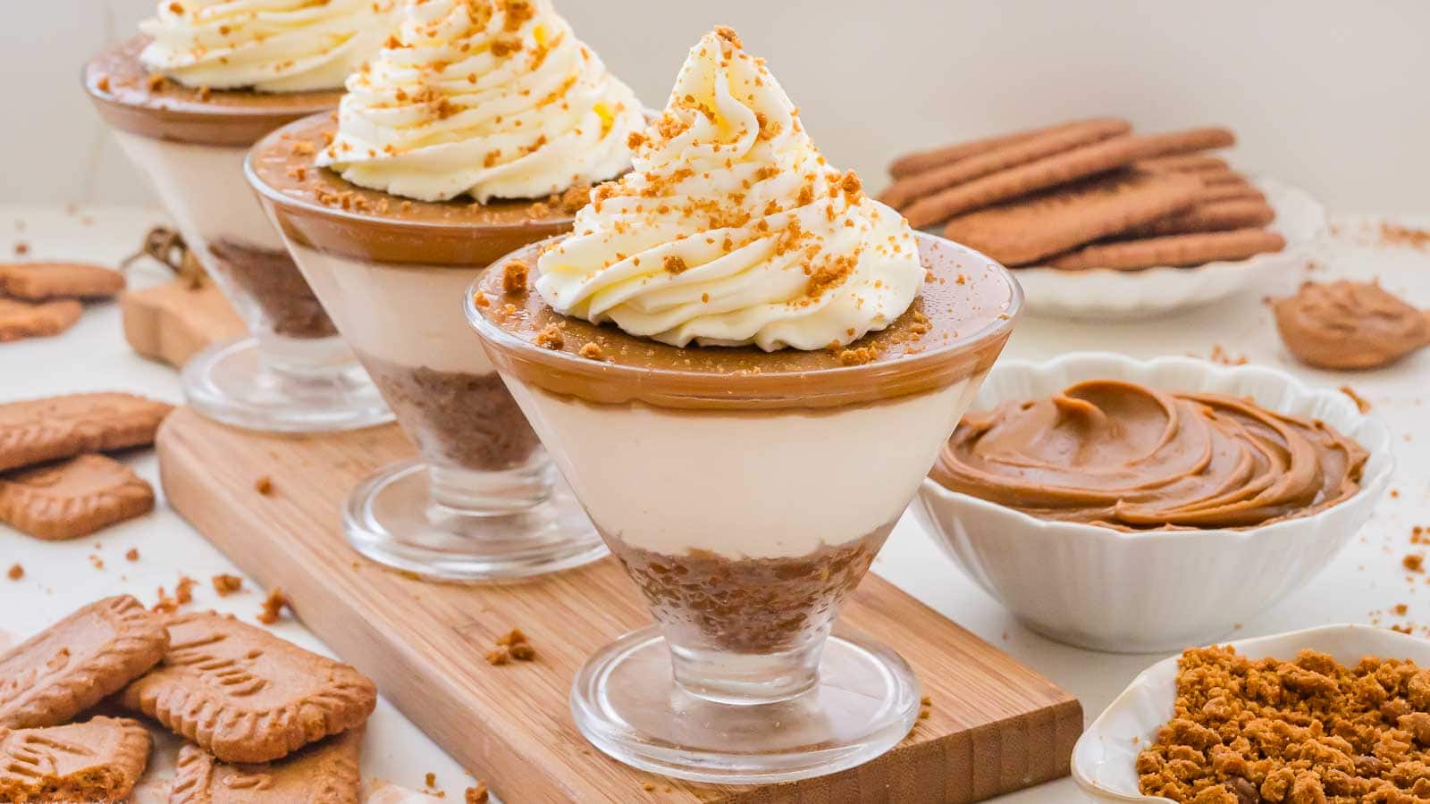 Biscoff Cheesecake Cups by Tessie's table.