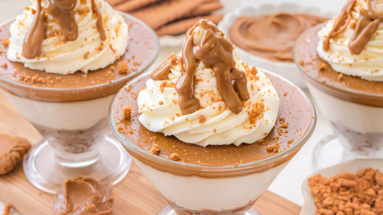 Biscoff Cheesecake Cups by Tessie's table.