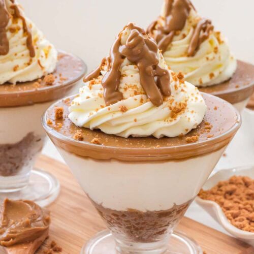 Biscoff Cheesecake Cups by Tessie's table.