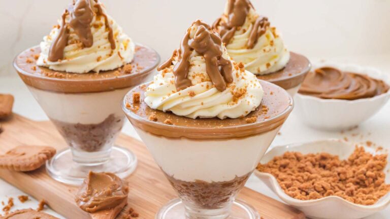 Biscoff Cheesecake Cups by Tessie's table.