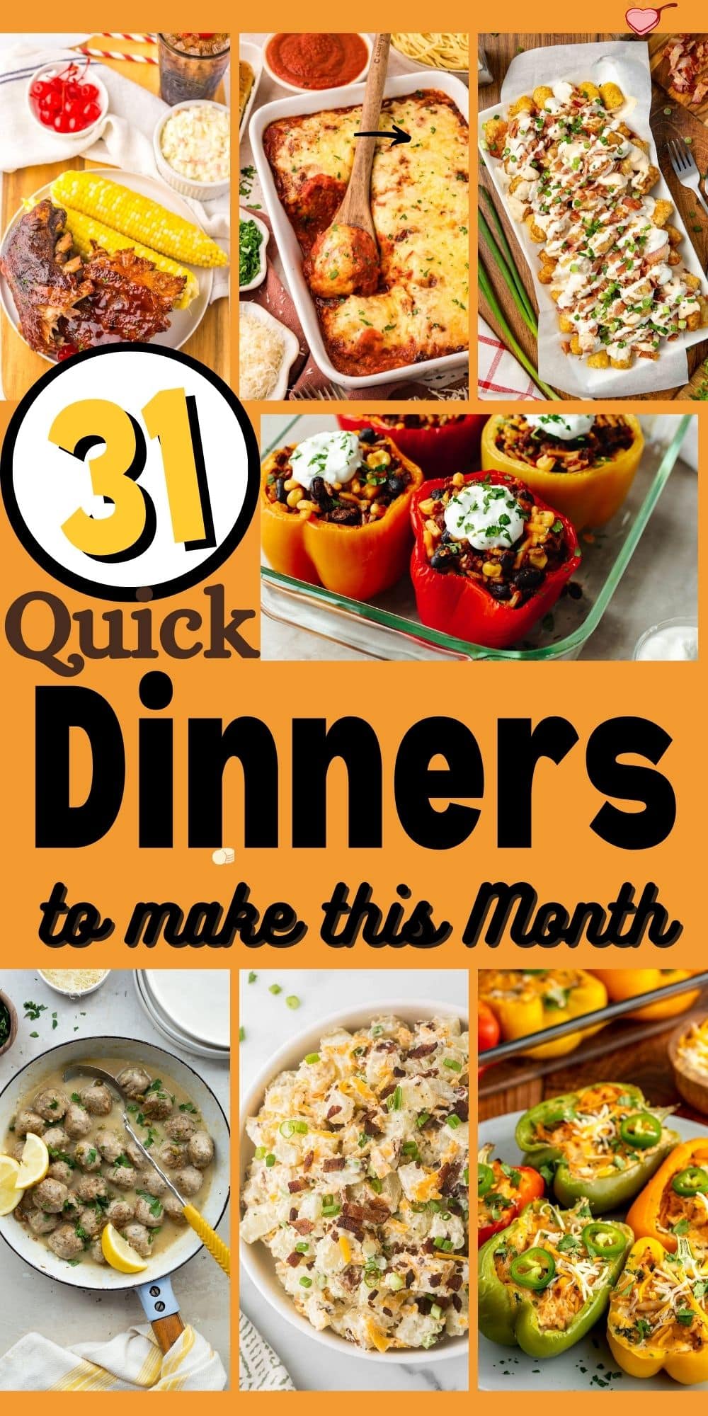 Collage of colorful dinner recipes .