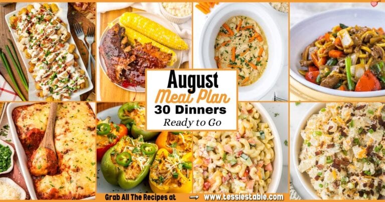 Grid of eight family-style dinners