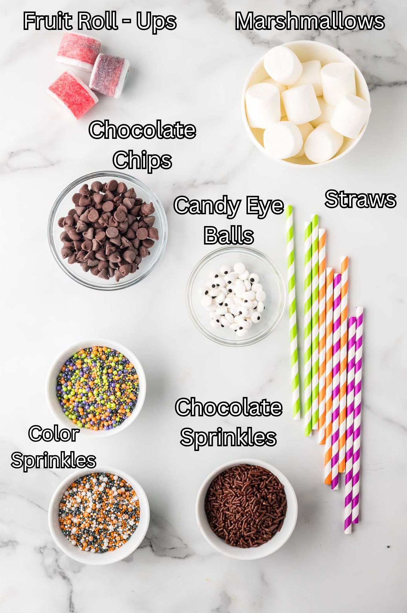 Ingredients for Monster Marshmallows.