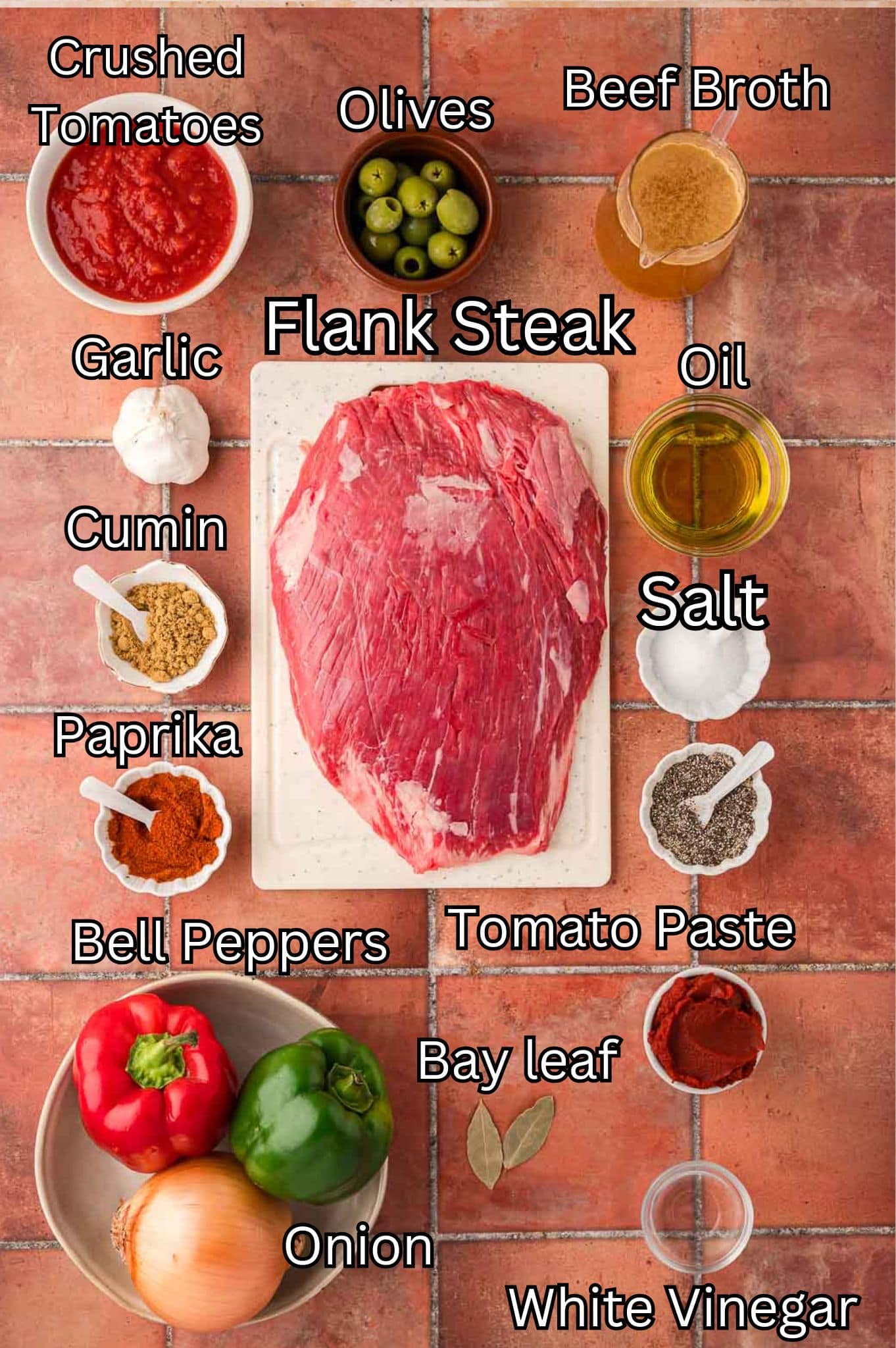 Ingredients for Ropa Vieja.