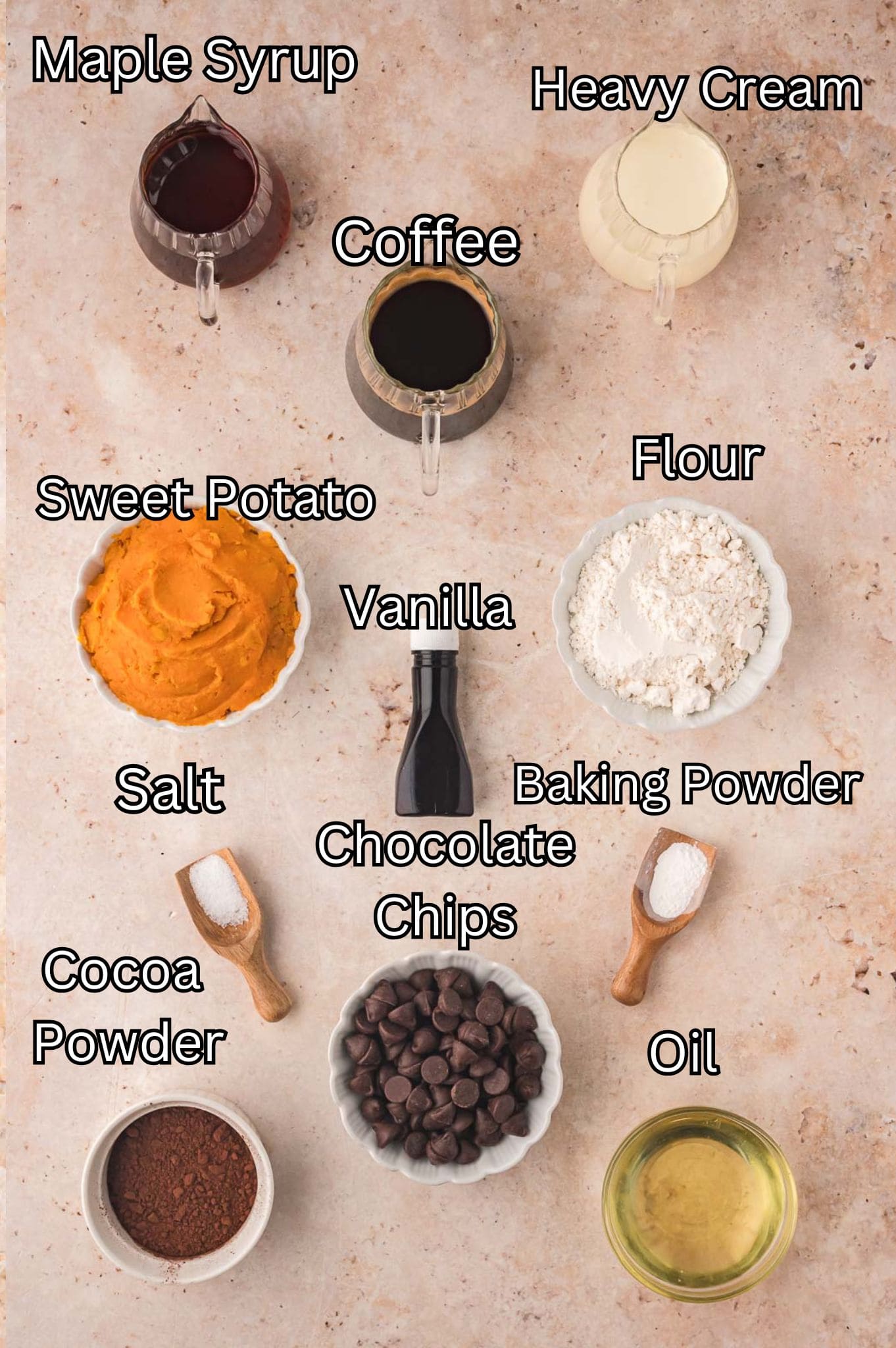 Ingredients for Sweet Potato Brownies.